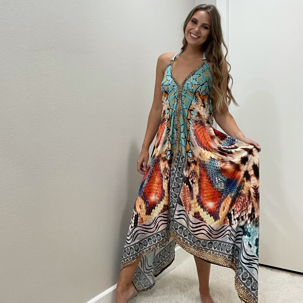 Multi color halter maxi